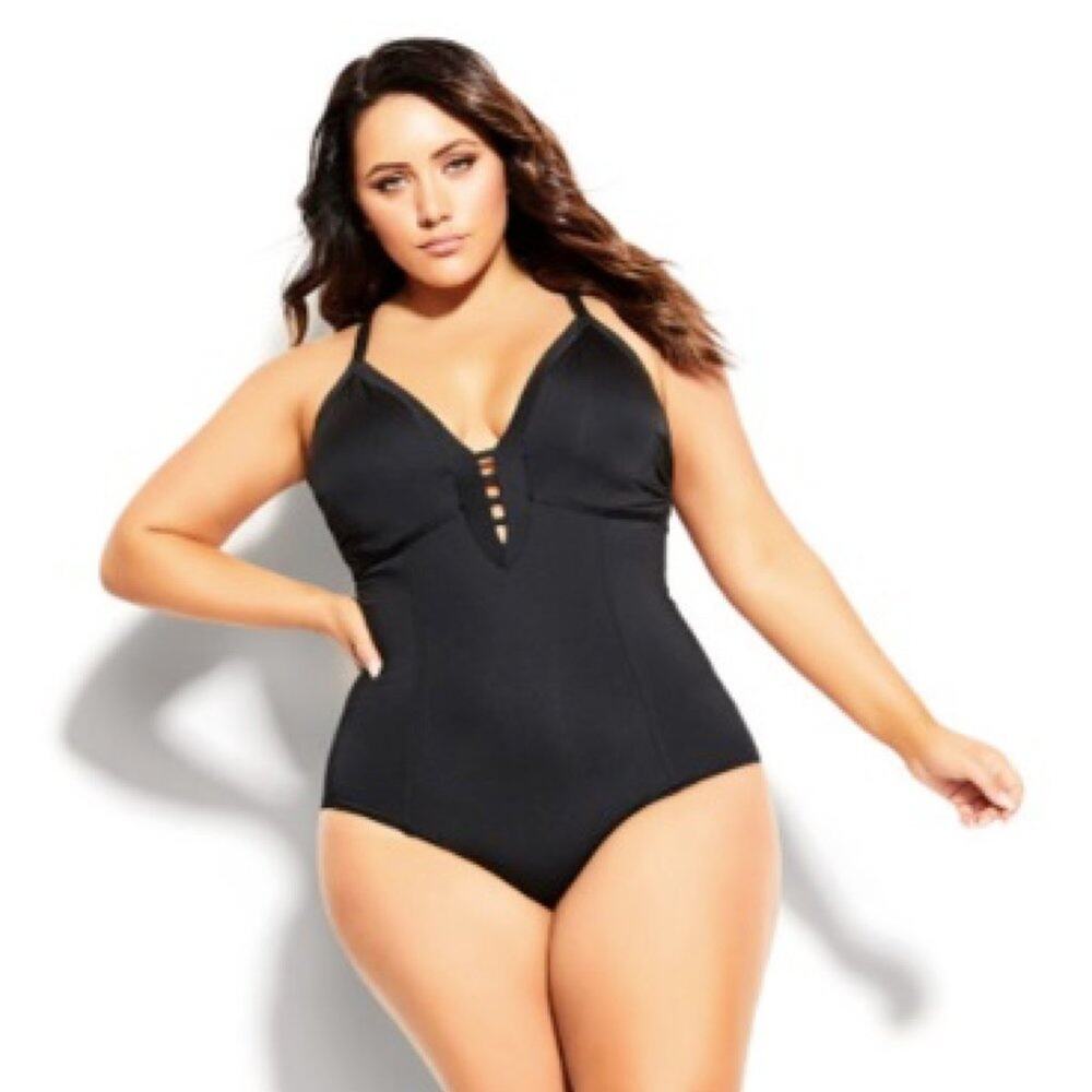 NWT City Chic Paros 1PC Black XL = 22 = 3X
